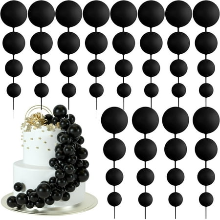 48 Pcs Balls Cake Topper Decorations Balloon Cupcake Toppers Foam Cake Topper Balls Cake Balls Decorations for Birthday Party Wedding Anniversary Cake Decorating