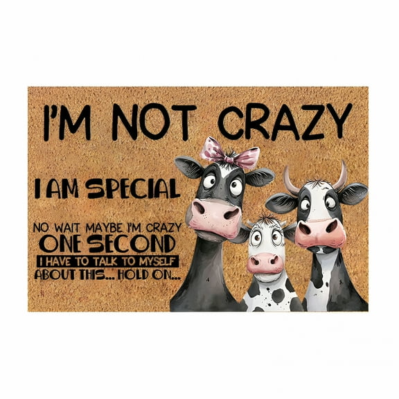 DERONA Funny Cow Coir Front Door Mat,Cow Welcome Mat Outdoor Door Mat,Farmhouse Doormat Rug,Farmhouse Home Porch Front Door Mat Outside Entrance,Door Mat Indoor Entrance,Valentines Day Home Decor