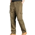 thumbnail image 1 of Pantalones largos de moda para hombre, casuales, de color sólido, con bolsillos y cremallera, cintura elástica, de poliéster., 1 of 3