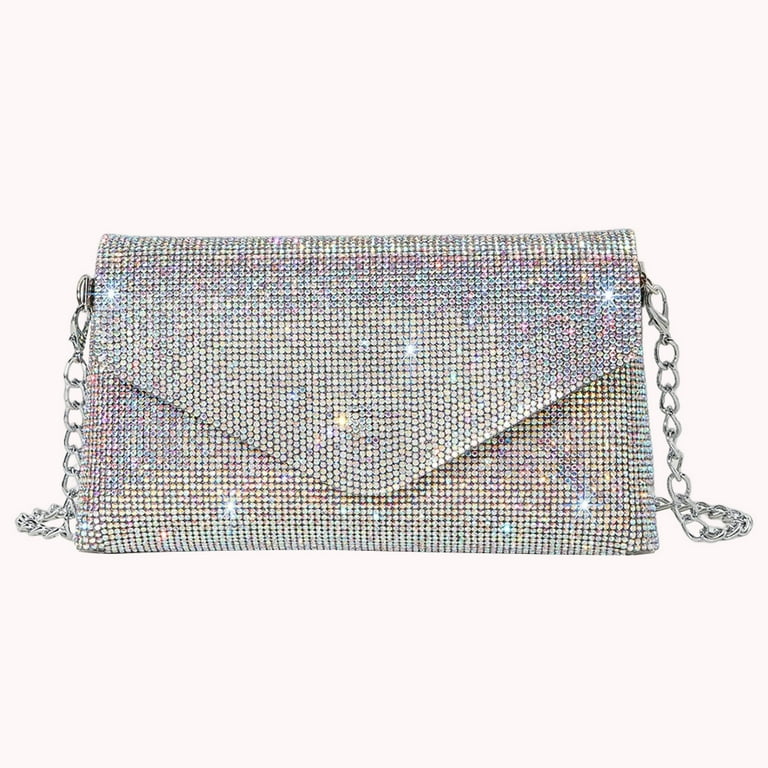 Alloet Rhinestone Envelope Clutch Bag Chain Glitter Evening Bags