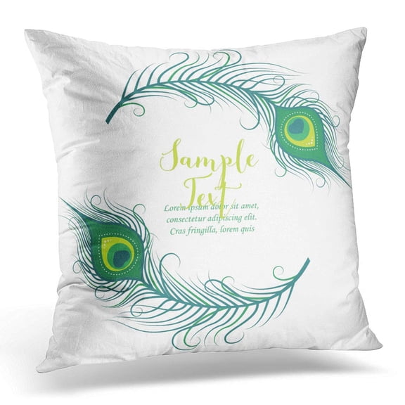 ECCOT White Colorful Peacock Feathers Beautiful Pillowcase Pillow Cover Cushion Case 16x16 inch