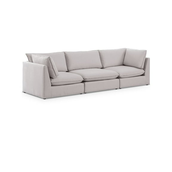 Meridian Furniture Mackenzie Beige Durable Linen Textured Modular Sofa