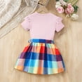 thumbnail image 2 of Cethrio Girls Summer Outfit Sets, Fashion 2 Piece Flutter Sleeve Printed Girls' Clothing Sets Pink Size 5-6T, 2 of 7
