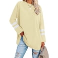 thumbnail image 1 of LUXUR T-shirt pour Femmes à Blocs de Couleur T-shirt à Manches Longues Tee Décontracté Hauts Col Rond Chandail Jaune Pâle 2TG, 1 of 3