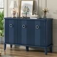 thumbnail image 4 of Vastcury 47.2" Storage Sideboard Cabinet with 3 Acacia Doors, Simple Buffet Cabinet with Metal Handles for Living Room, Navy Blue, 4 of 8