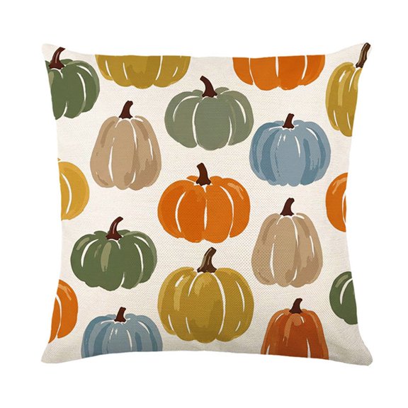 Watercolor Pumpkin Maple Leaf Printed Thanksgiving Throw Pillow Cover Soft Decorative Slipcover For Autumn Home Sofa Bedroom Decoration