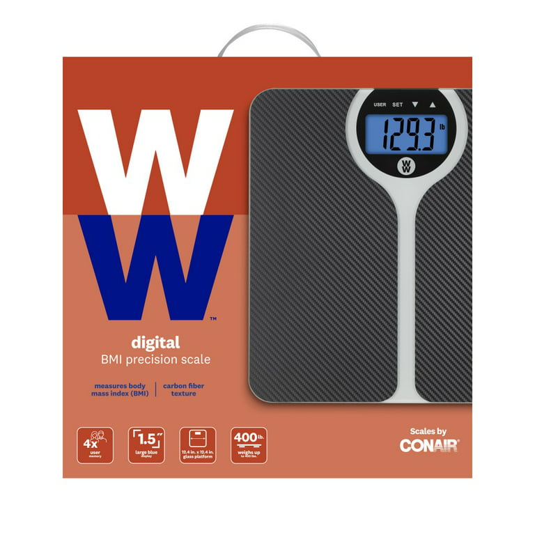 Weight Watchers by Conair Carbon Fiber BMI Digital Glass & Chrome Scale  WW346Z 