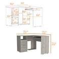 thumbnail image 4 of FM FURNITURE Raleigh L Shaped Desk Light Gray Engineered Wood, 4 of 5