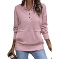 thumbnail image 1 of Sudadera Informal de Larga para Mujer, Cuello Alto, Botones y Cordón Ajustable Rosa XXL, 1 of 8