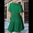 thumbnail image 4 of Vestido Informal de Mujer con Cuello en V, Corta, Corte A y Volantes, Color Verde M, 4 of 5
