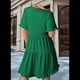 thumbnail image 4 of Vestido Informal de Mujer con Cuello en V, Corta, Corte A y Volantes, Color Verde M, 4 of 5