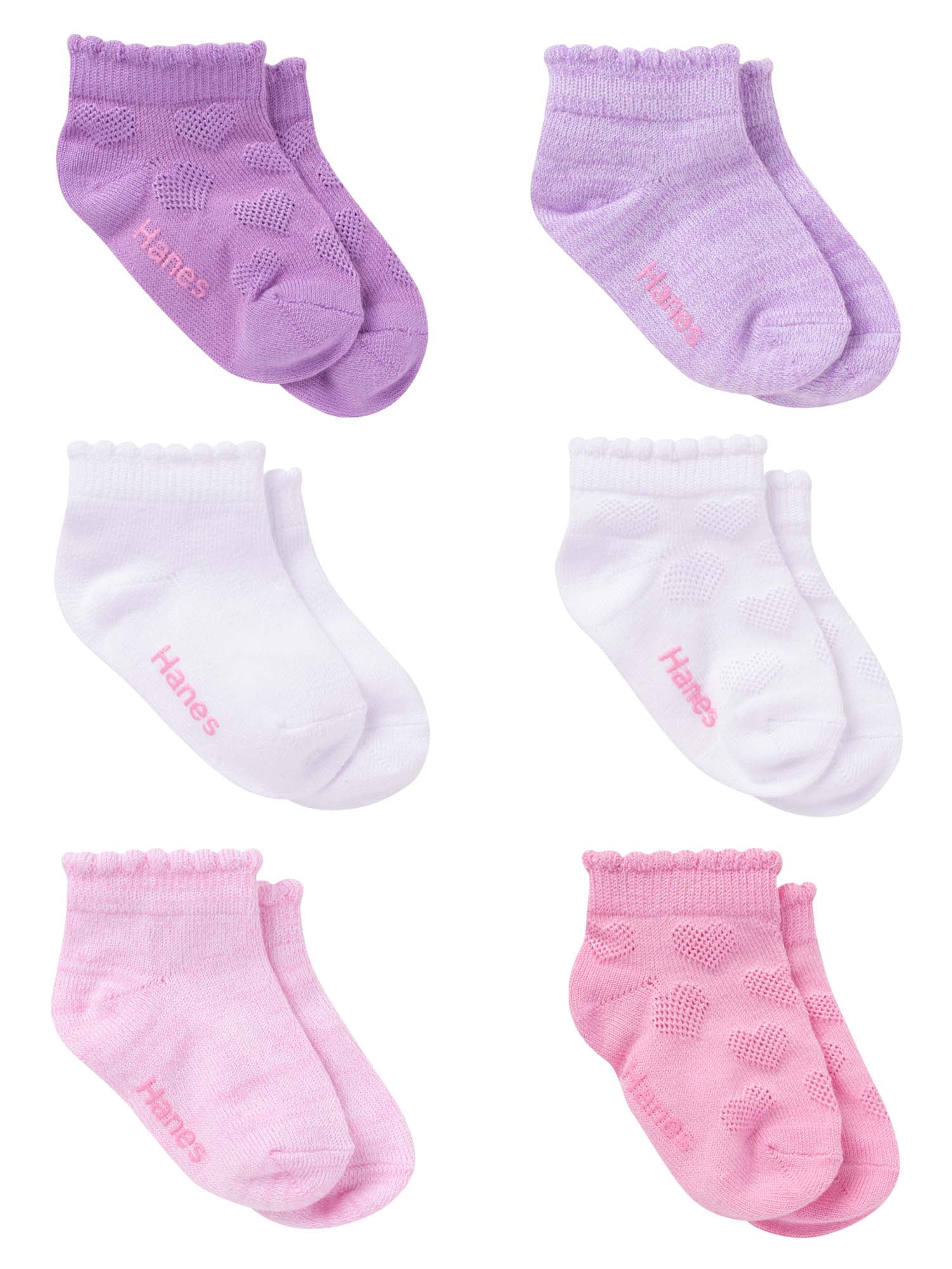 Hanes Toddler Girl Low Cut Socks, 6 Pack, Sizes 6M-5T
