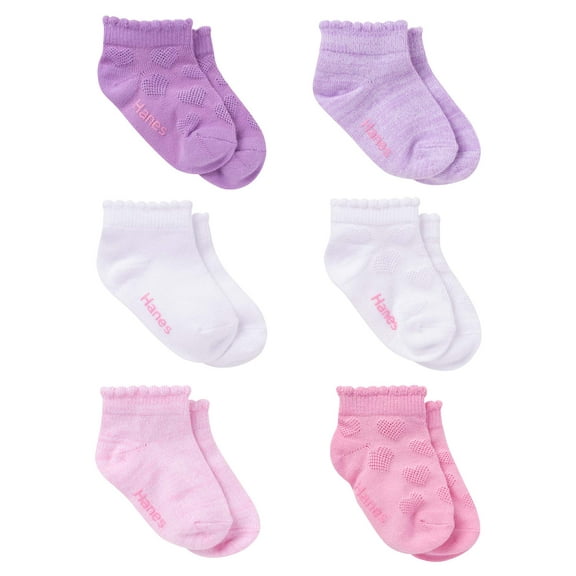 Hanes Toddler Girl Low Cut Socks, 6 Pack, Sizes 6M-5T