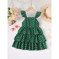 thumbnail image 4 of 2T Toddler Baby Girls Clothes Baby Girls Dress 2-3T Baby Girls Sleeveless Suspender Dress Layered Polka Dots Dress Green, 4 of 8