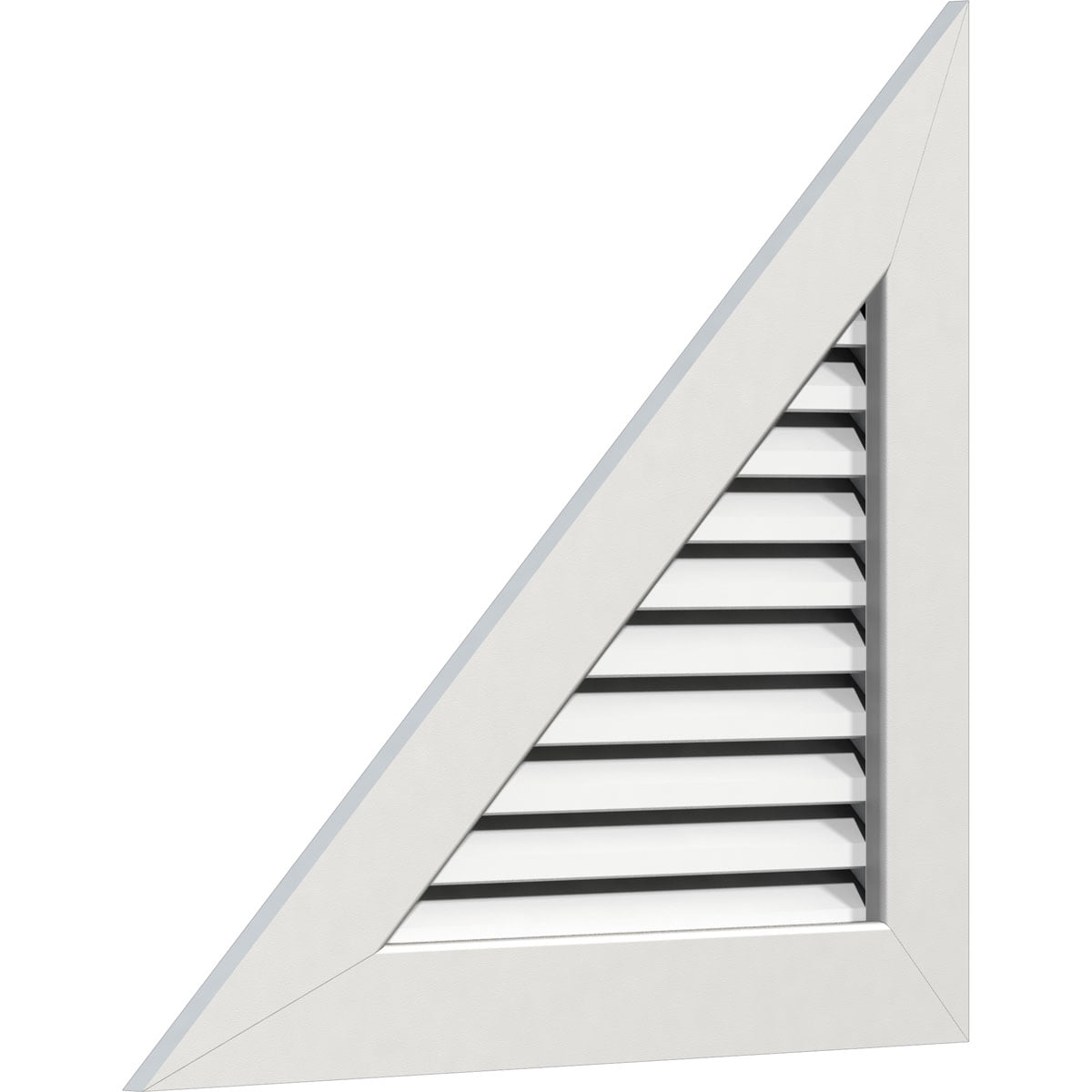 24"W x 20"H Right Triangle Gable Vent - Left Side (32 1/2"W x 27"H Frame Size) 10/12 Pitch: Functional, PVC Gable Vent w/ 1" x 4" Flat Trim Frame