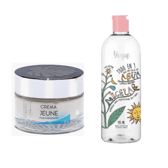 Agua Micelar Yuya Todo En 1 Para Todo Tipo De Piel 415ml + Crema Hidratante Cosmetologica Pieles Mixtas Jovenes 60ml Cosmetomedica