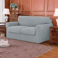 thumbnail image 2 of 2024 Textured Grid Stretch Sofa Cover Couch Slipcover with Separate Cushion Cover(Gray  Sofa), 2 of 6