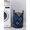 thumbnail image 3 of Abstract Laundry Bag, Dotted Design Squares in Cold Blue Colors Modernistic Geometry Art, Basket with Handles Drawstring Closure for Laundromats, 13" x 19", Charcoal Grey Multicolor, by Ambesonne, 3 of 4