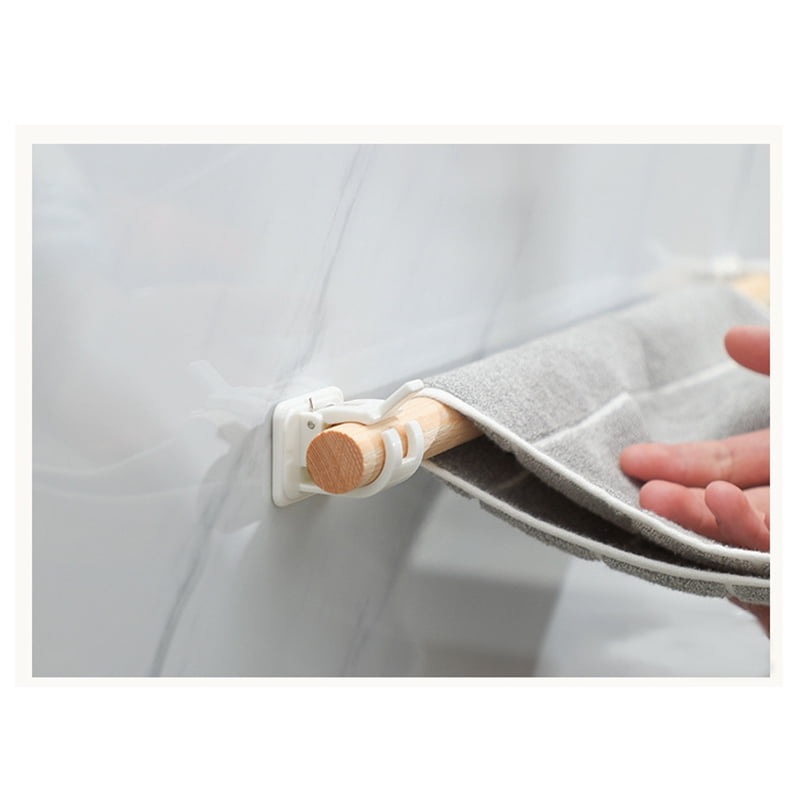 2Pcs Adjustable Nail-free Rod Bracket Holder Tool Magic Wall Curtain Hanging Rod