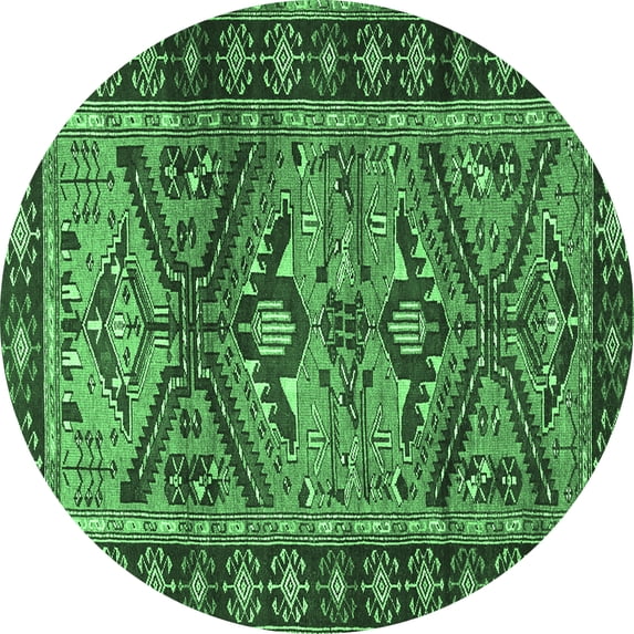 Ahgly Company Indoor Round Persian Emerald Green Traditional Area Rugs, 3' Round