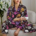 thumbnail image 5 of KLL Halloween Skeleton Print Women's Long Sleeve Pajamas with Pants Sleepwear Loungewear 2 Set-Small, 5 of 7