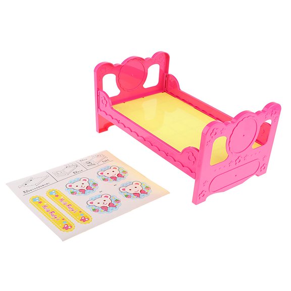 accesorio de plástico para muebles de dormitorio con cama individual para bebés , de simulación Hugo Muñecas Mini cama individual