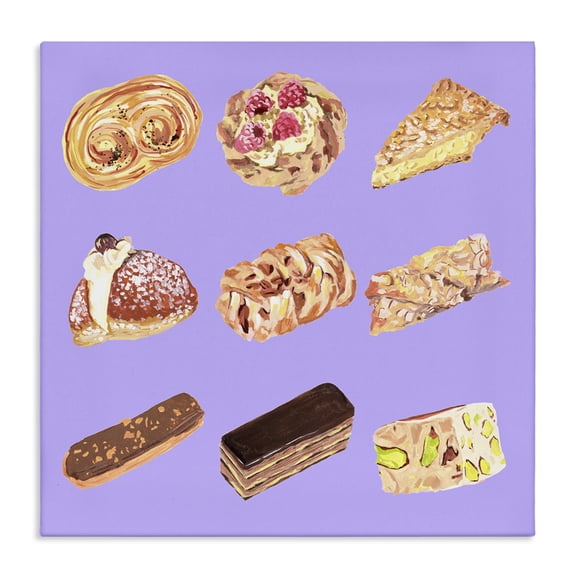Stupell Industries Modern Bakery Goods on Purple Canvas Art, 17 x 17, by Melissa Wang