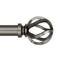 Better Homes & Gardens 1" Pewter Cage Adjustable Single Curtain Rod Set, 120-180"