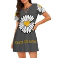 thumbnail image 1 of Vsdgher Chemise de Nuit à Manches Courtes pour Femmes Motif Marguerite Simple Col Rond Mignonne Robe de Nuit Confortable, 1 of 6