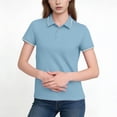 thumbnail image 2 of DPTALR Women's Casual Short Sleeve Lapel Shirt,Light Blue,Size M, 2 of 5