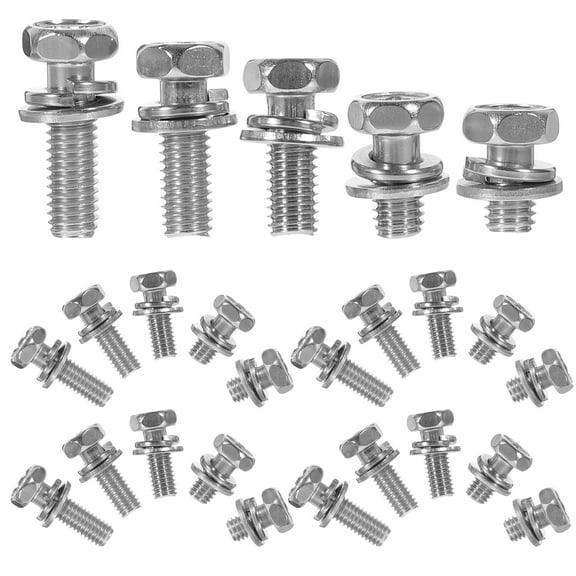 Cross Recessed Bolt Combos Washers for Bolts Motorcycle Battery Kit Stainless Steel Nuts and Terminal