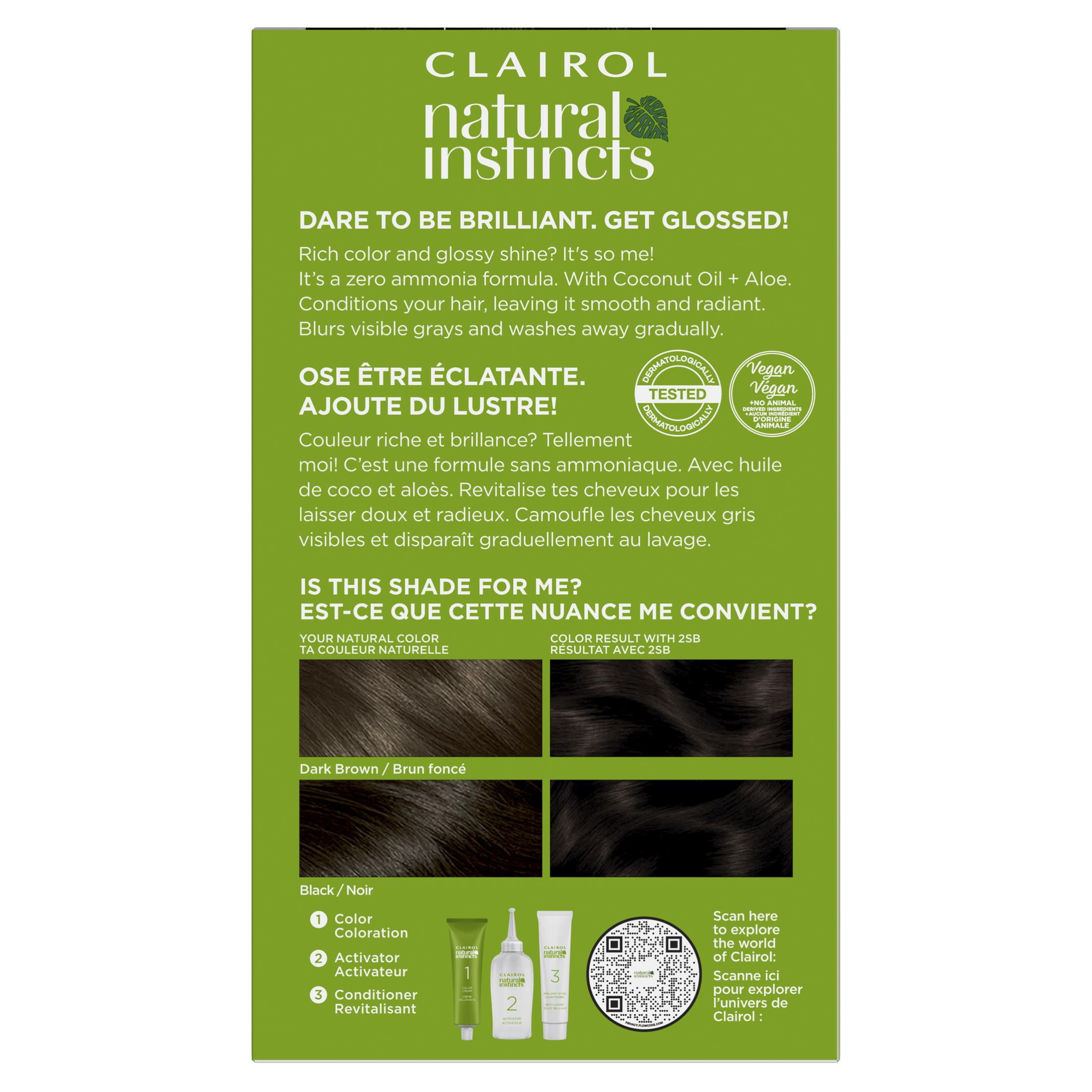 Clairol Natural Instincts Demi-Permanent Hair Color Creme, 2SB Soft Black, Hair Dye, 1 Application