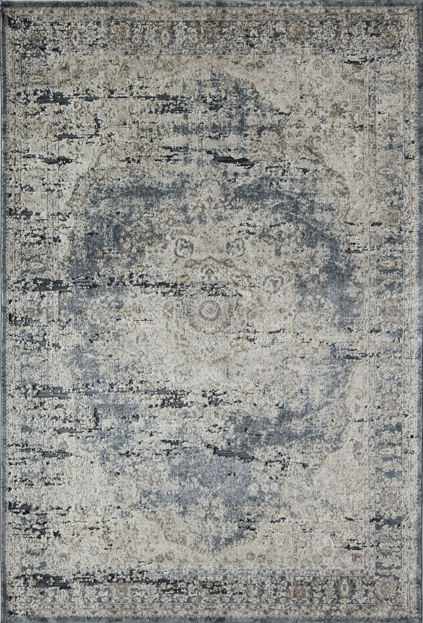 Rugs America Cambridge Collection Blue Tan CB400A Transitional Abstract Area Rug 2' x 4'
