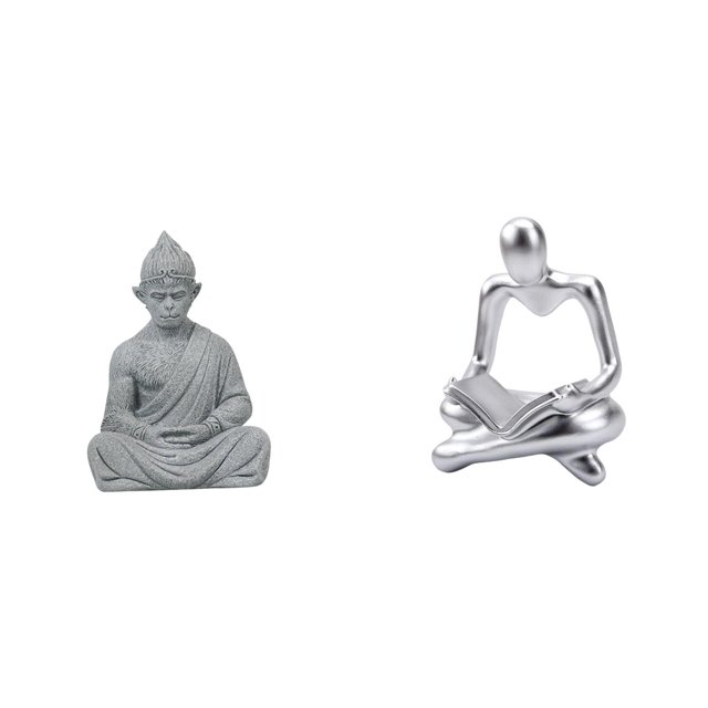 Estatua de mono,Estatua de Buda Mono para Interiores y Exteriores Budista,Figuras en miniatura meditando para decorar el jardín de casa.,Figura de pensador abstracto,Estatua de pensador