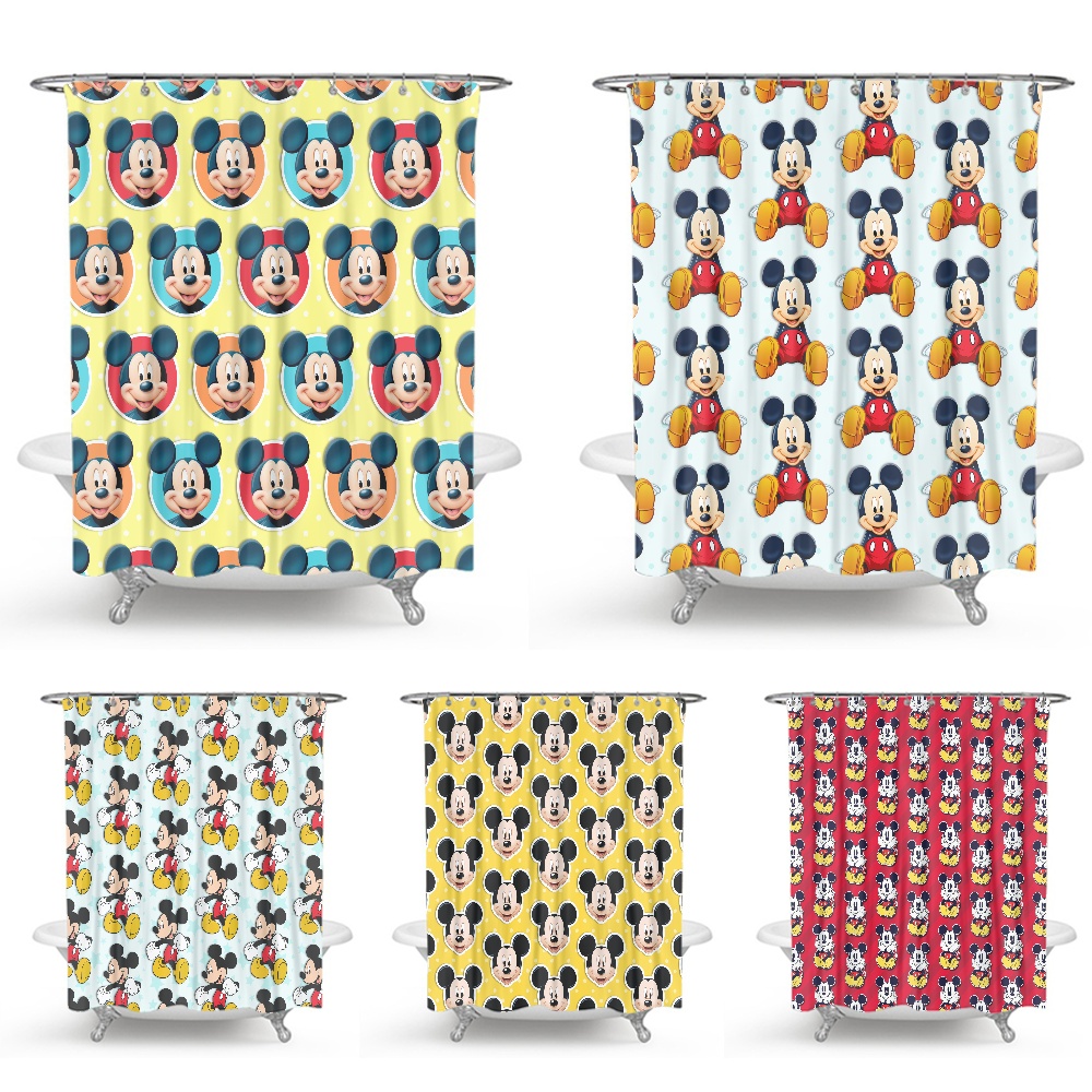 Girls Mickey Mouse Waterproof Shower Curtain, Design Mildew Proof