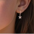 thumbnail image 4 of 925 Sterling Silver CZ Seashell Hoop Earrings for Women Teens Starfish Huggie Earrings Dangle Beach Earrings, 4 of 9