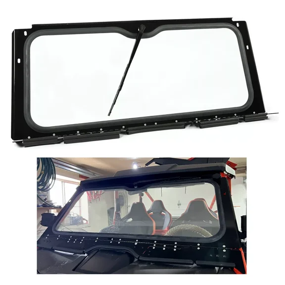 Kojem Folding Glass Windshield Compatible with 2019  Honda Talon 1000R & 1000X & 1000X-4 Front Windscreen Black&Clear