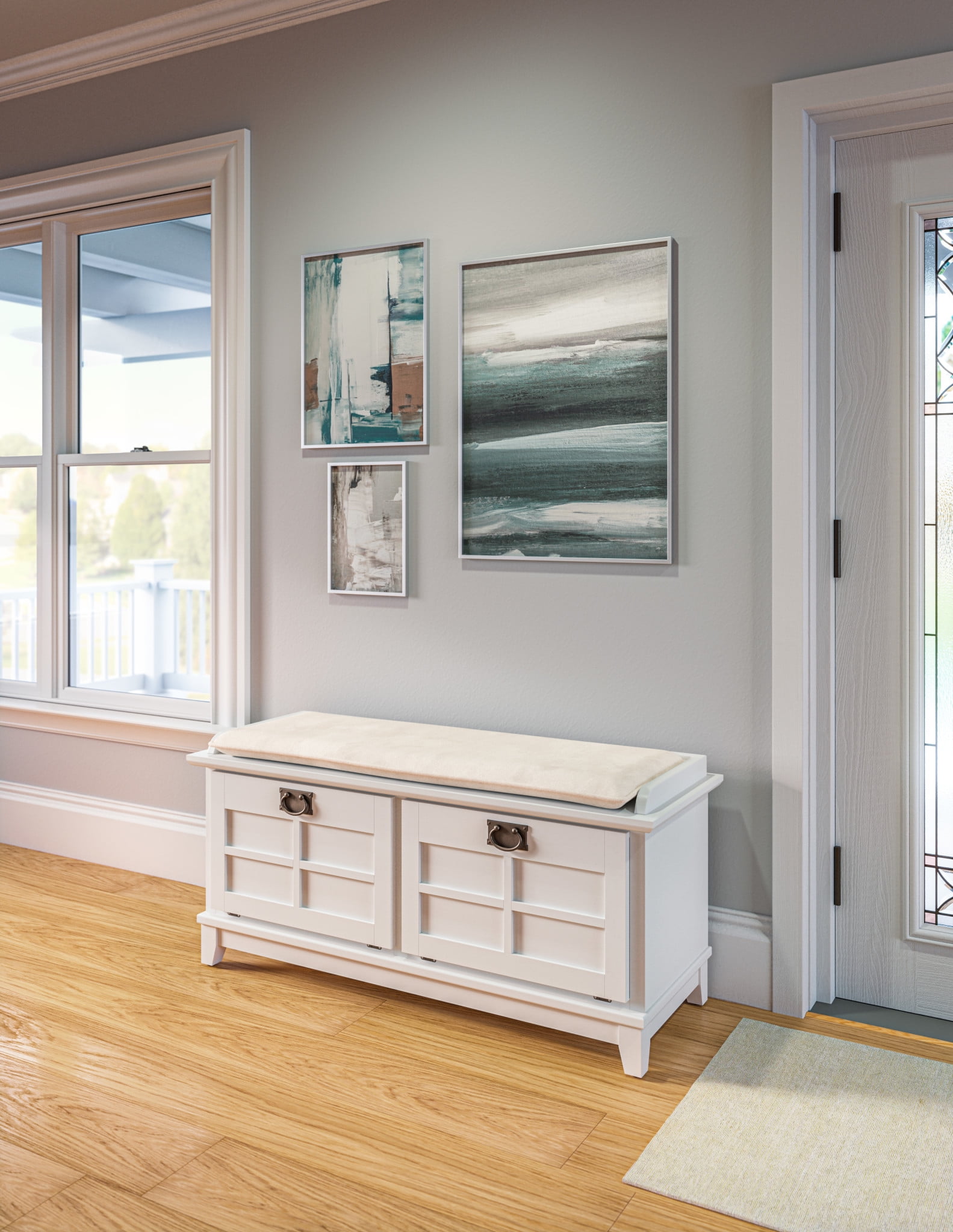 Homestyles Arts & Crafts OffWhite Storage Bench