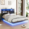 thumbnail image 6 of Zimtown Queen Floating Bed Frame, Platform Bed with Charging Station, No Box Spring Needed, Black, 6 of 12