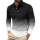 thumbnail image 1 of Blusa y camisa de manga larga con cuello vuelto para hombre, informal, a la moda, con estampado de rayas y botones, de poliéster., 1 of 7