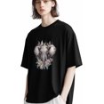 thumbnail image 3 of Camisetas de manga corta con estampado de elefante y flores para hombre, camisetas de cuello redondo, 3 of 8