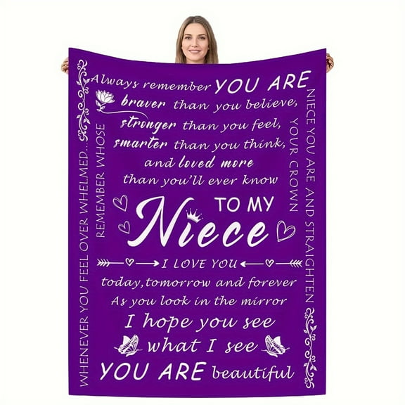 Vintage Style Flannel Throw Blanket for Niece All Seasons Cozy Knit Washed CraftsmanshipIdeal for Travel Camping Sofa Bed Office Decor Birthday Gift