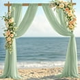 thumbnail image 4 of GoXteam Wedding Arch Draping Fabric 1 Panel, 31 inch x 20 ft Chiffon Backdrop Curtain, Outdoor Sheer Drapery for Ceremony Party Ceiling, Sage Green, 4 of 7