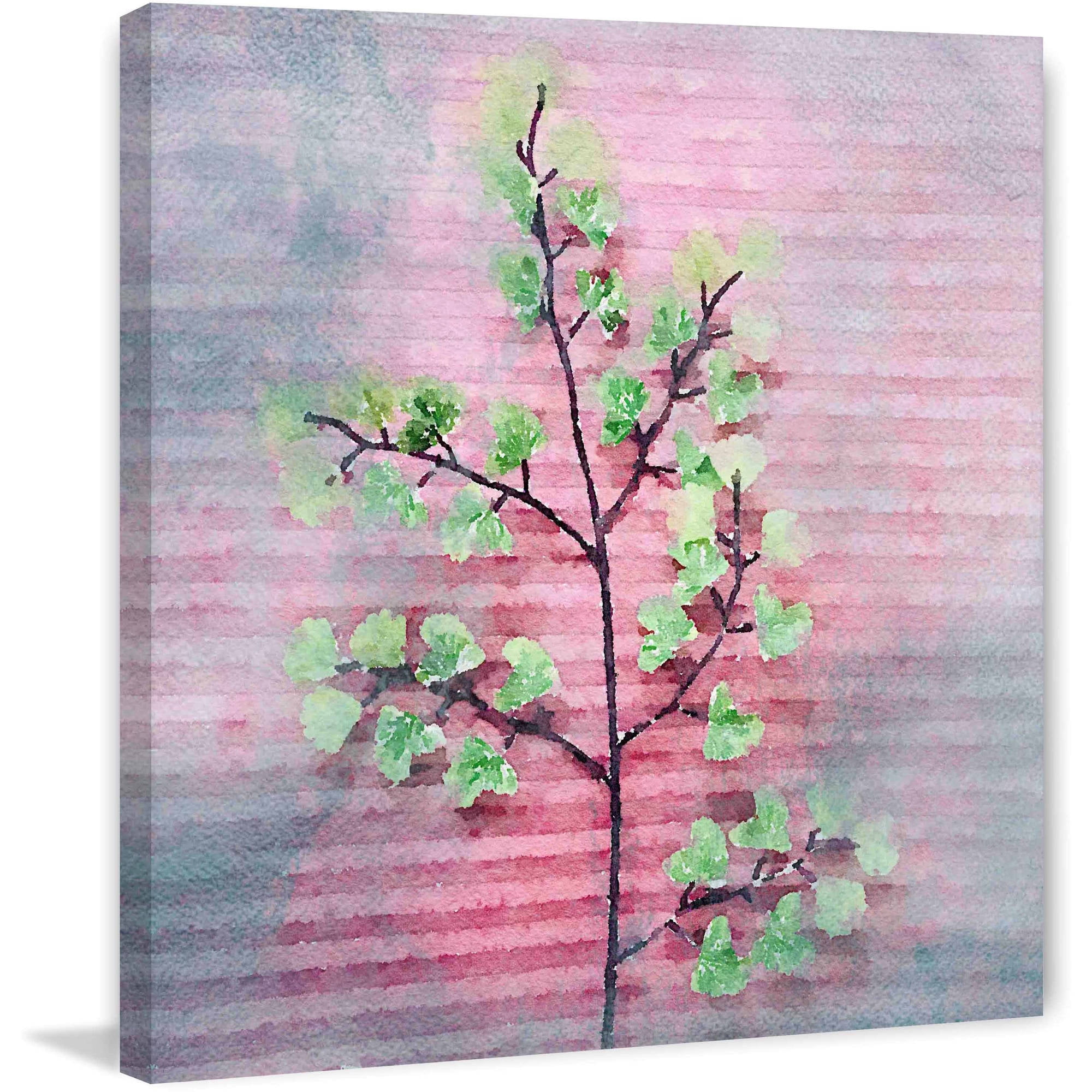 "Pink and Green" Painting Print on Wrapped Canvas
