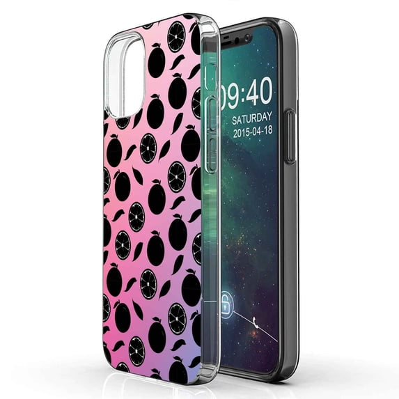 TalkingCase Slim Phone Case Compatible for Apple iPhone 12, 12 Pro, Black Orange Print Print, Lightweight,Flexible,Soft, USA