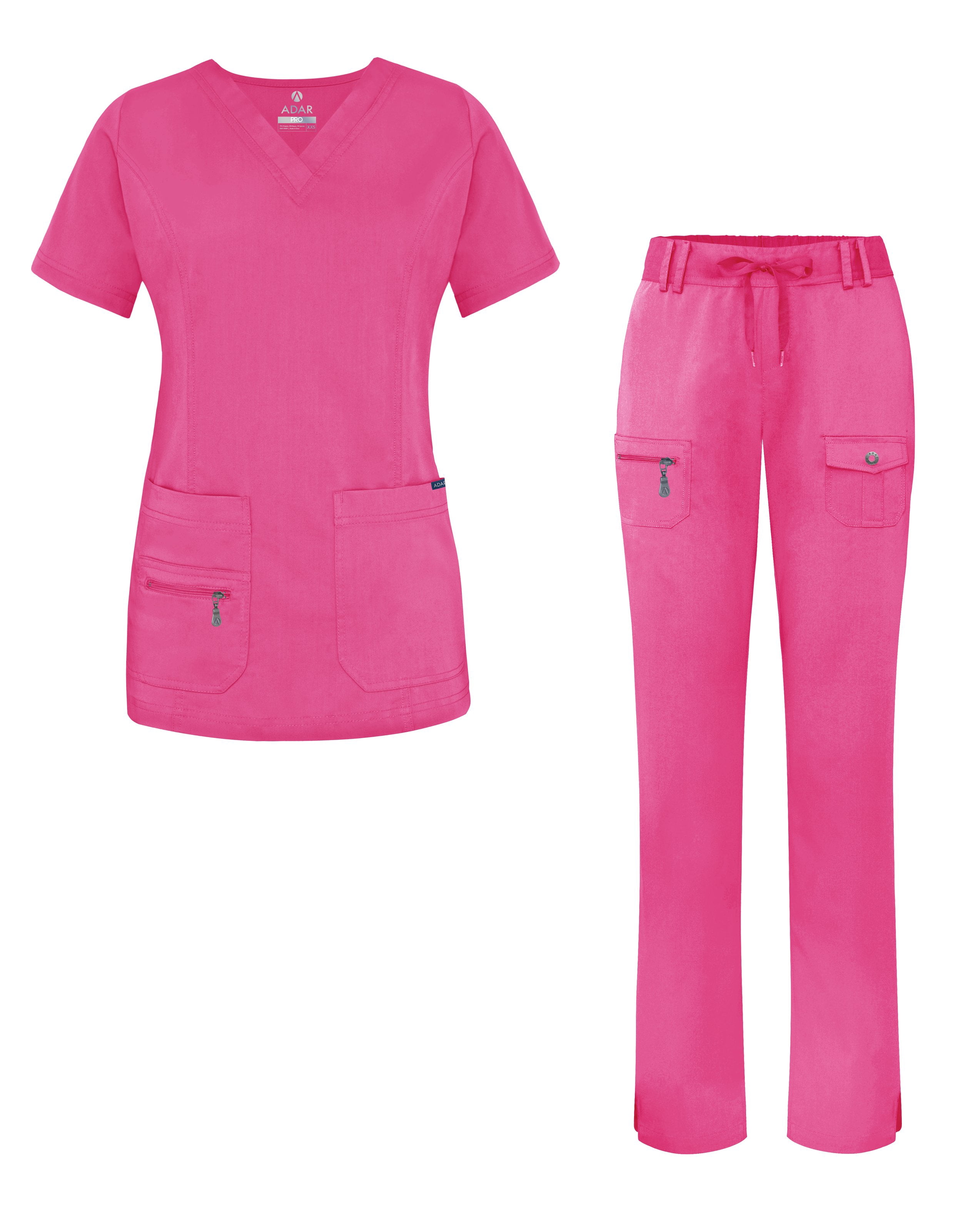 Adar Uniforms Women's Scrub Set Enhanced VNeck Top/Multi Pocket