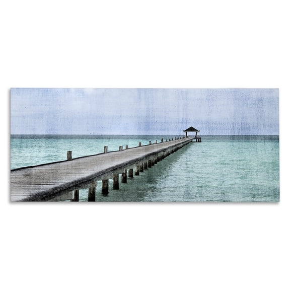 Stupell Industries Coastal Long Wharf Beach Paradise Distressed Ocean Waters Canvas Art, 24 x 10, by Kim Allen