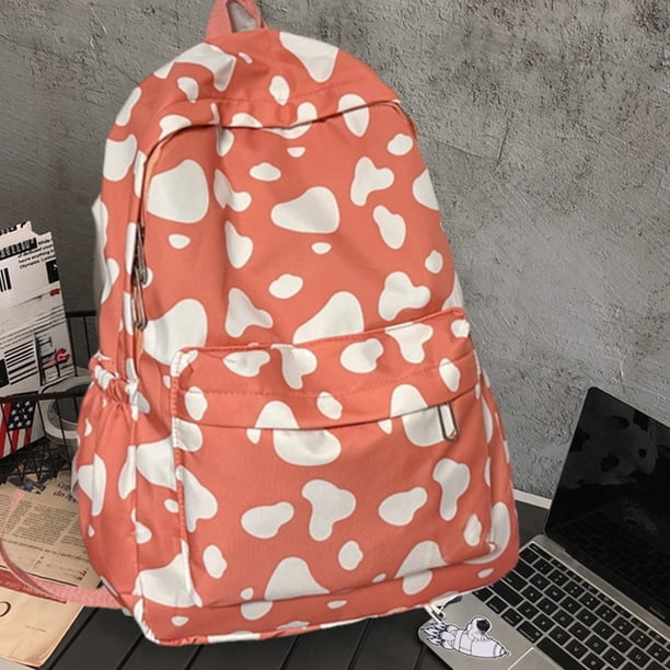 Cute Cow Print Backpack Fashionable And Versatile Large Capacity Backpack Small And Fresh Student Backpack Casual Backpack
