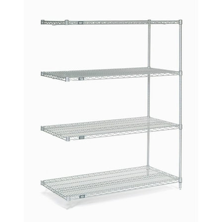 Nexel 796294 48 x 14 x 86 in. Poly-Z-Brite Wire Shelving Add-On - Clear