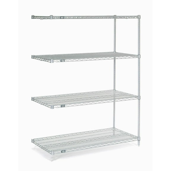 Nexel 796294 48 x 14 x 86 in. Poly-Z-Brite Wire Shelving Add-On - Clear